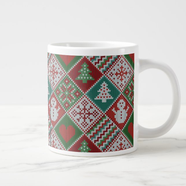Taza De Café Gigante Patrón de Navidades del juego de burlas blancas ve (Derecha)