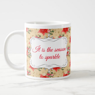 Taza De Café Gigante Patrón de Navidades florales personalizados