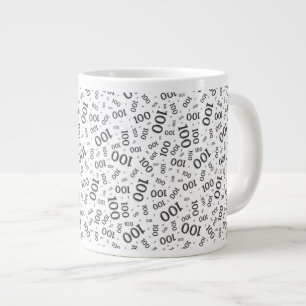 Taza De Café Gigante Patrón de número aleatorio negro/blanco cumpleaños