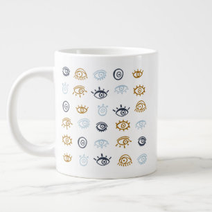 Taza De Café Gigante Patrón de ojos malvados