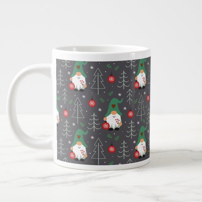 Taza De Café Gigante Patrón de ornamentos de árbol de navidad de gnomo  (Izquierda)