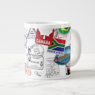 Taza De Café Gigante Patrón de pasaporte mundial
