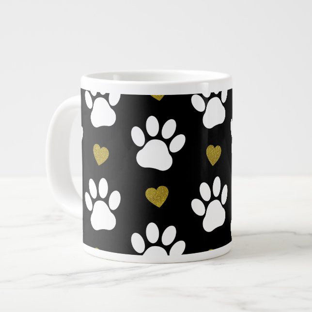 Taza De Café Gigante Patrón De Patas, Patas De Perro, Patas Blancas, Co (Izquierda)