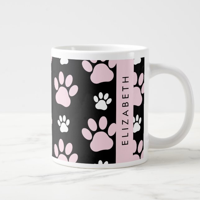 Taza De Café Gigante Patrón De Paws, Paws Rosados, Papas De Perro, Tu N (Derecha)