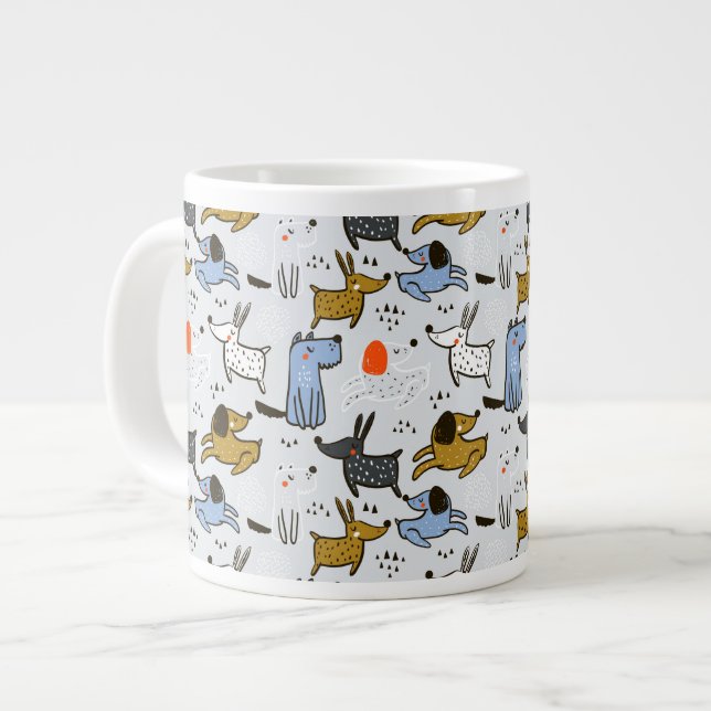 Taza De Café Gigante Patrón de perro de garabato (Izquierda)