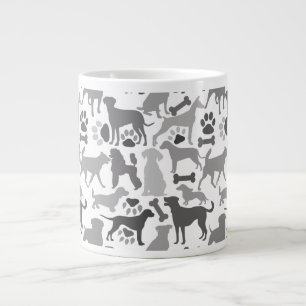 Taza De Café Gigante Patrón de perros y patas 03.b Blanco BG
