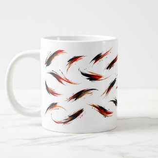 Taza De Café Gigante Patrón de pinceladas abstractas y ardientes