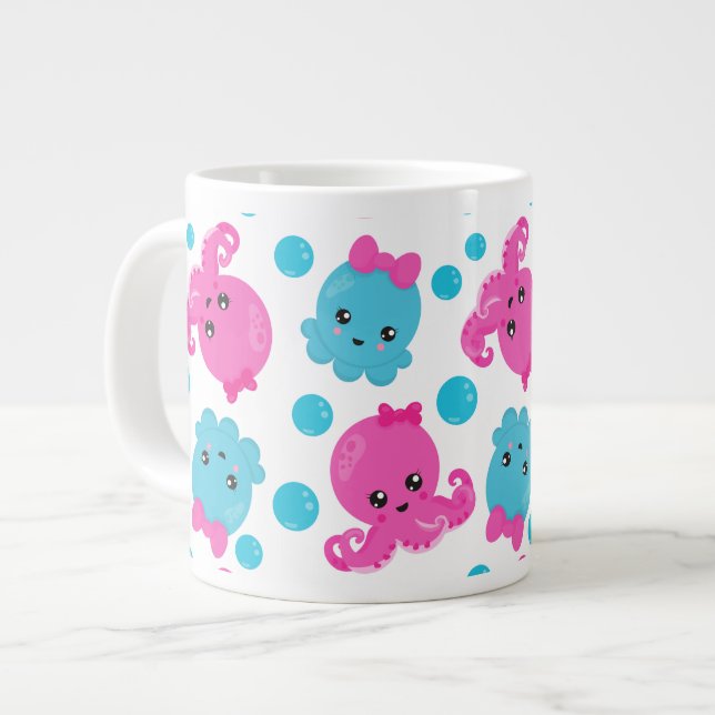 Taza De Café Gigante Patrón de pulpo, pulpo tórrido, animales marinos (Izquierda)