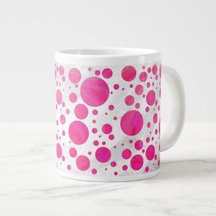 Taza De Café Gigante Patrón de punto de polka de pasión rosa