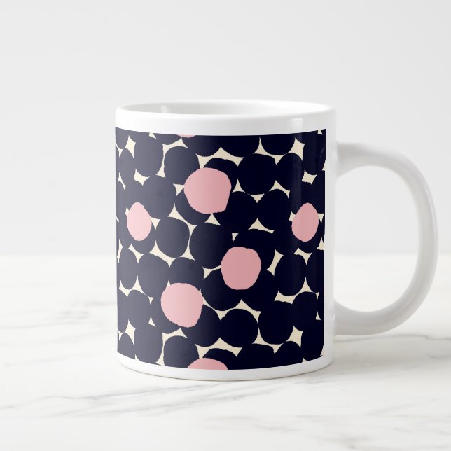 Taza De Café Gigante Patrón de punto grande azul y rosa (Derecha)