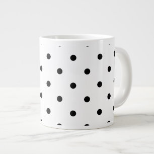 Taza De Café Gigante Patrón de puntos pequeños de polka:Blanco y negr