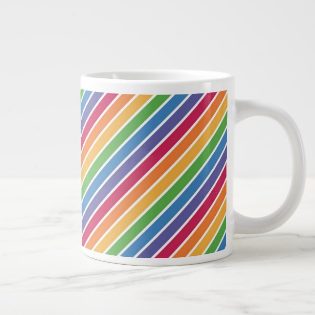 Taza De Café Gigante Patrón de rayas arco iris (Derecha)