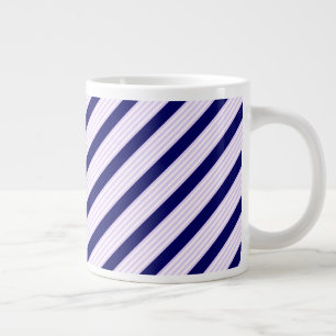 Taza De Café Gigante Patrón de rayas de lino y blanco con azul marino