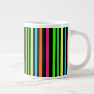 Taza De Café Gigante Patrón de rayas neón