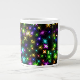 Taza De Café Gigante Patrón de rayos de estrella de Navidad multicolor