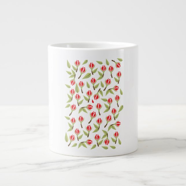 Taza De Café Gigante Patrón de Rosa Roja (Frente)