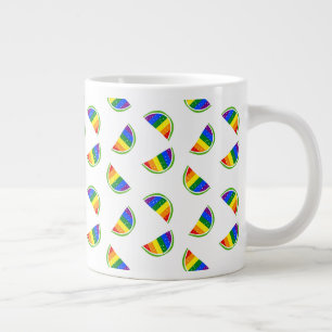 Taza De Café Gigante Patrón de sandía arco iris