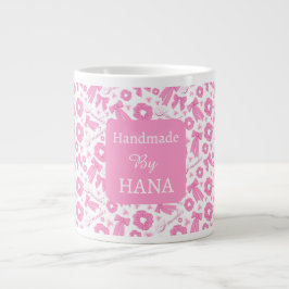 Taza De Café Gigante Patrón de Scrunchies Rosas Femeninos Accesorio de