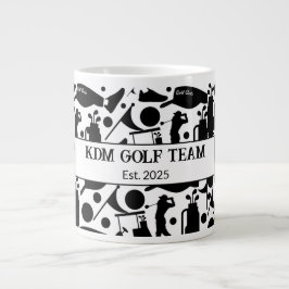 Taza De Café Gigante Patrón de silueta de golf clásico blanco y negro