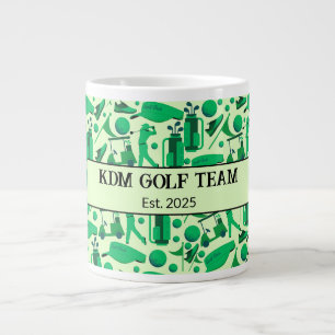 Taza De Café Gigante Patrón de silueta de golf con marca clásica empres