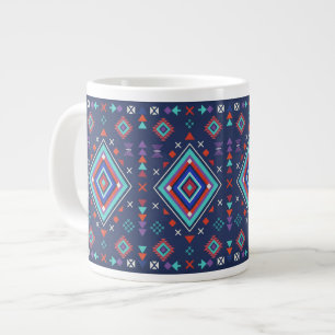 Taza De Café Gigante Patrón de Superficie Geométrico Boho Turquesa de M