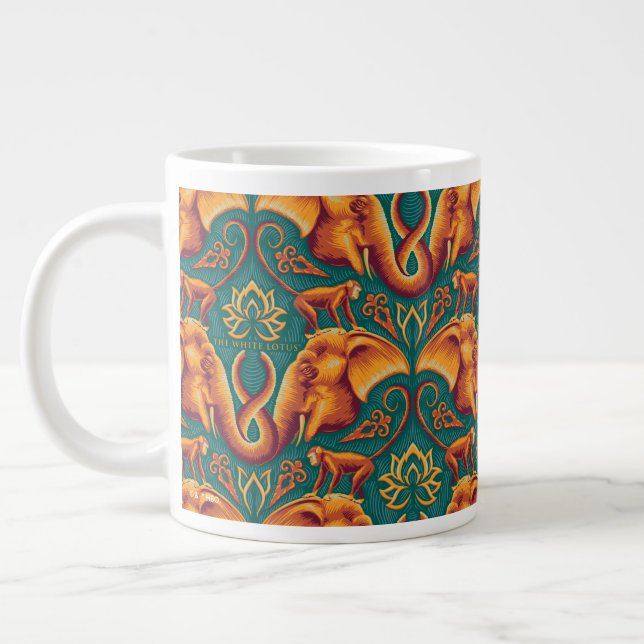 Taza De Café Gigante Patrón de tapiz safari exótico - El Lotus blanco (Izquierda)