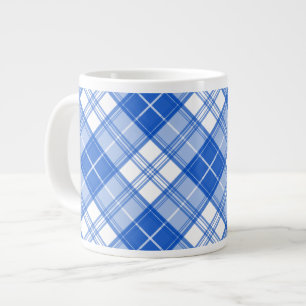 Taza De Café Gigante Patrón de Tartán Blanco Marrón yxm0uat9