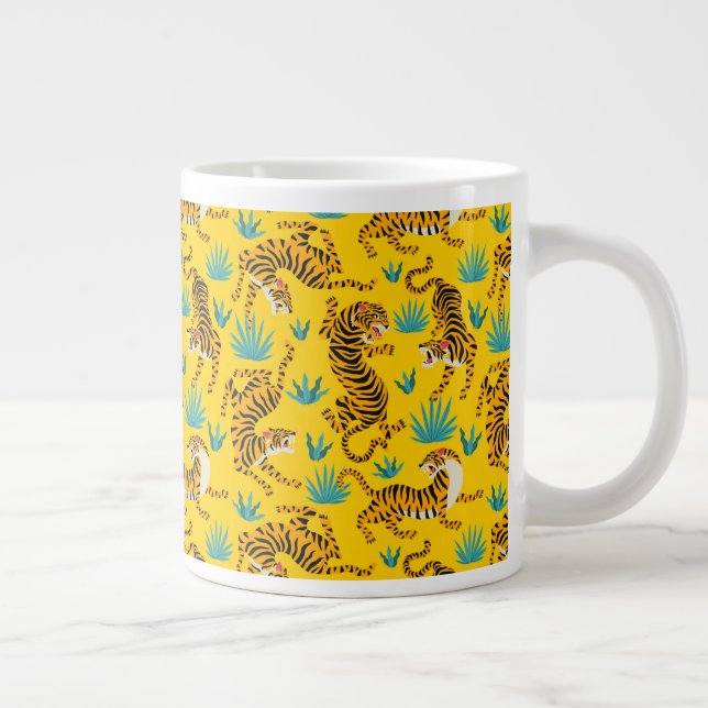 Taza De Café Gigante Patrón de tigre asiático dorado (Derecha)