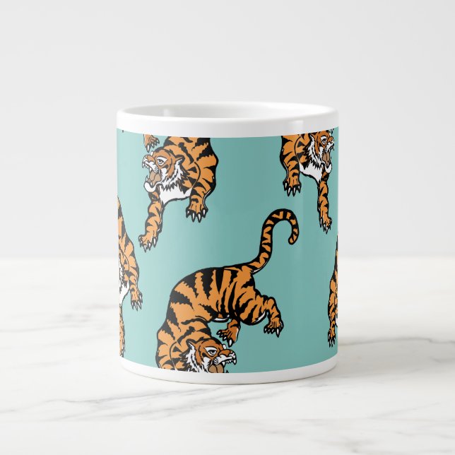 Taza De Café Gigante Patrón de tigres de Asia (Frente)