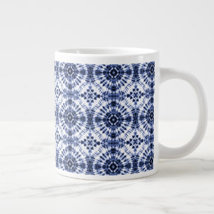 Taza De Café Gigante Patrón de tinte azul oscuro