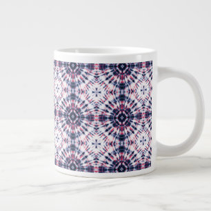 Taza De Café Gigante Patrón de tinte azul y rojo