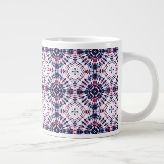 Taza De Café Gigante Patrón de tinte azul y rojo (Derecha)