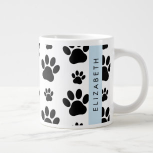 Taza De Café Gigante Patrón de traza, garras de perro, negro y blanco, 