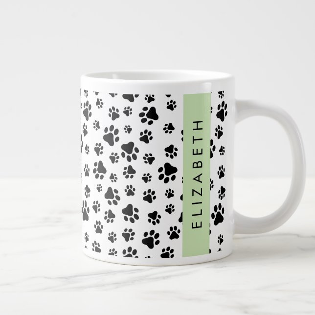 Taza De Café Gigante Patrón de traza, garras de perro, negro y blanco,  (Derecha)