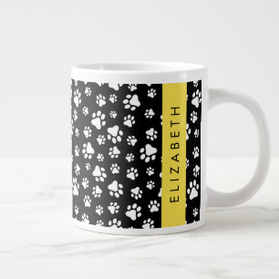 Taza De Café Gigante Patrón de traza, garras de perro, negro y blanco,