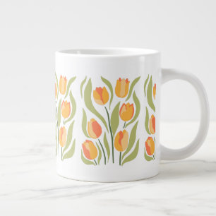 Taza De Café Gigante Patrón de tulipanes de primavera