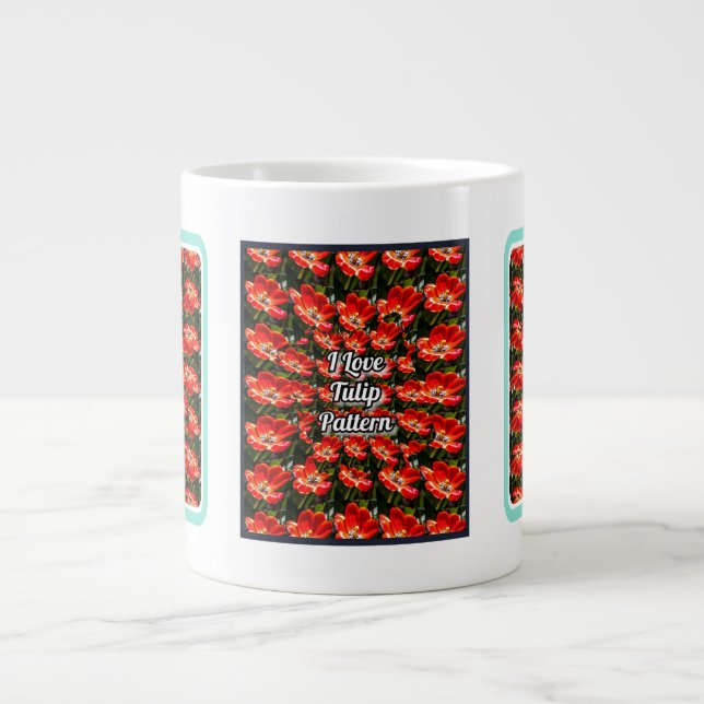 Taza De Café Gigante Patrón de tulipanes rojos (Frente)