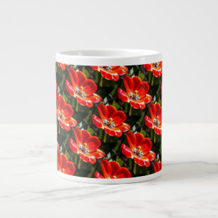 Taza De Café Gigante Patrón de tulipanes rojos