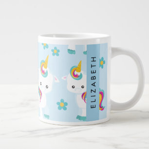 Taza De Café Gigante Patrón De Unicornios, Unicornios Cutos, Su Nombre