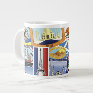 Taza De Café Gigante Patrón de viaje mundial