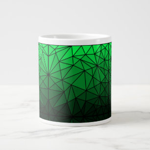 Taza De Café Gigante Patrón de vidrio manchado 02.Green.Black Line BG
