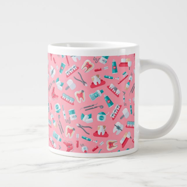 Taza De Café Gigante Patrón dental rosado (Derecha)