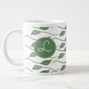 Taza De Café Gigante Patrón dibujado a mano de follaje botánico