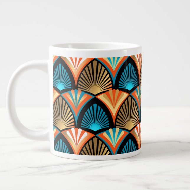 Taza De Café Gigante Patrón dorado de hojas de palma geométricas en Art (Izquierda)