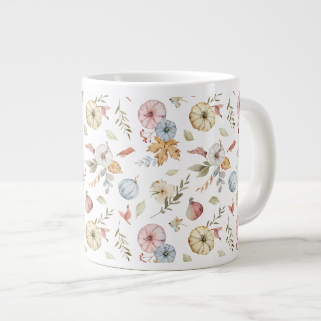 Taza De Café Gigante Patrón elegante de acuarela de otoño (Derecha)