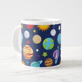 Taza De Café Gigante Patrón espacial, planetas, estrellas, cosmos, gala