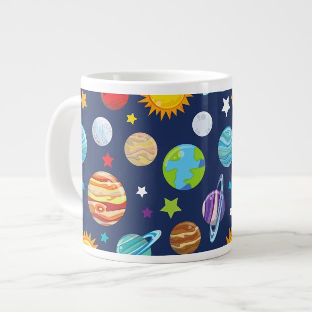Taza De Café Gigante Patrón espacial, planetas, estrellas, cosmos, gala (Izquierda)