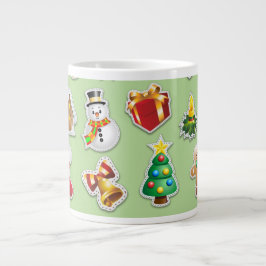 Taza De Café Gigante Patrón festivo de los stickers de Navidad