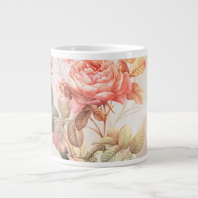 Taza De Café Gigante patrón floral (Frente)