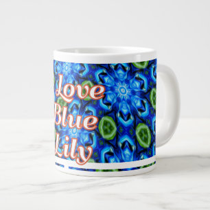 Taza De Café Gigante Patrón floral azul abstracto